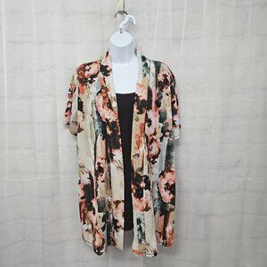 Emma & Olive Blouse Grunge Layered Floral Casual Festival 2X